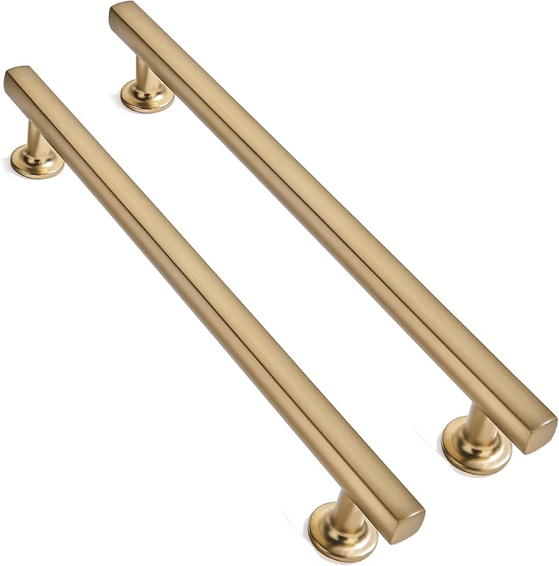 10 Manijas Cajón Latón Cepillado 6" Sólidas para Cocina Baño