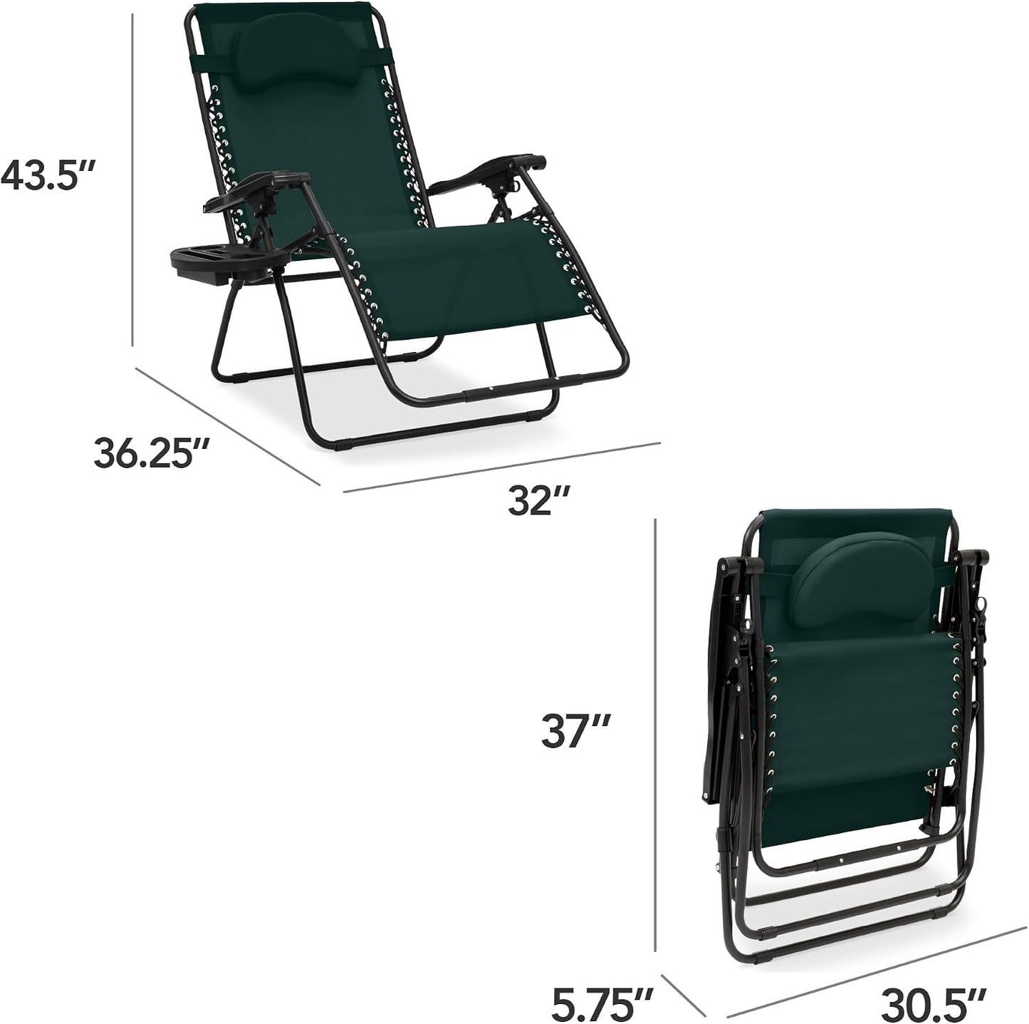 Silla gravedad cero grande plegable reclinable patio