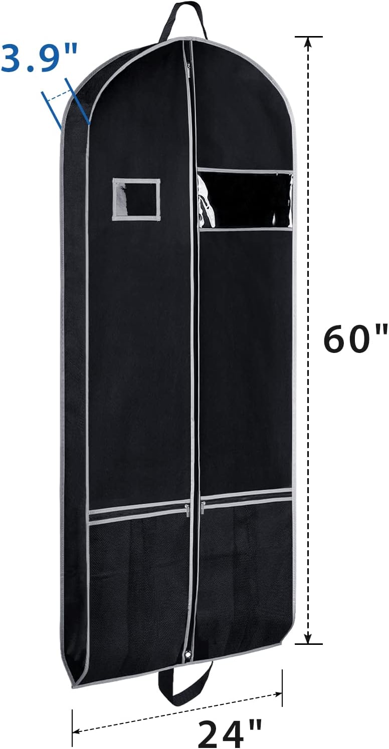Bolsas viaje 60pulg 2 bolsillos malla tarjetero PVC negro