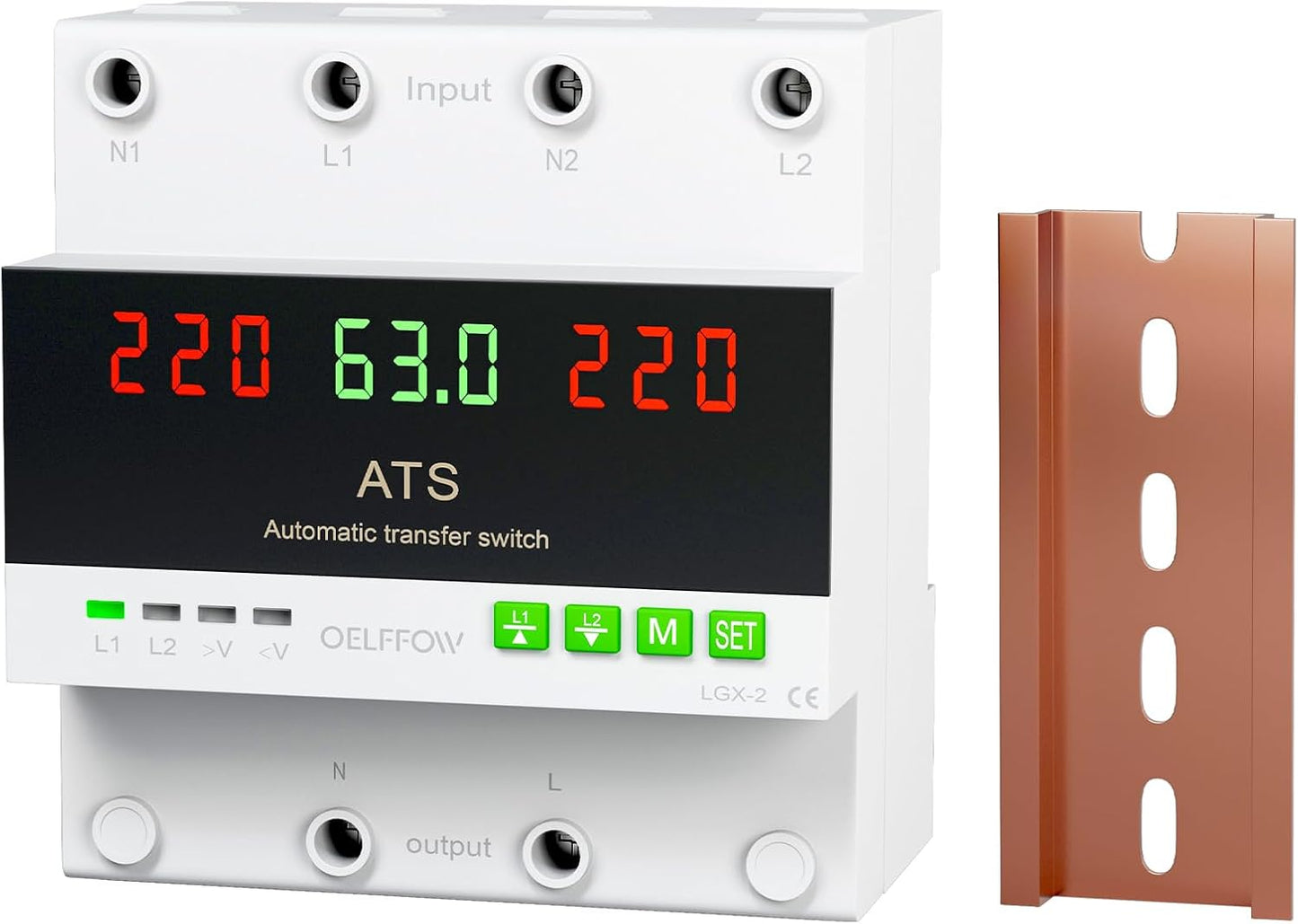 Interruptor transferencia doble 110VCA 63A carril DIN