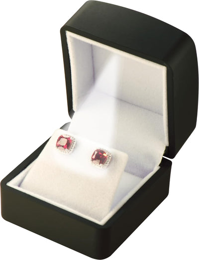 Caja regalo joyería lujo con luz LED aretes diamante