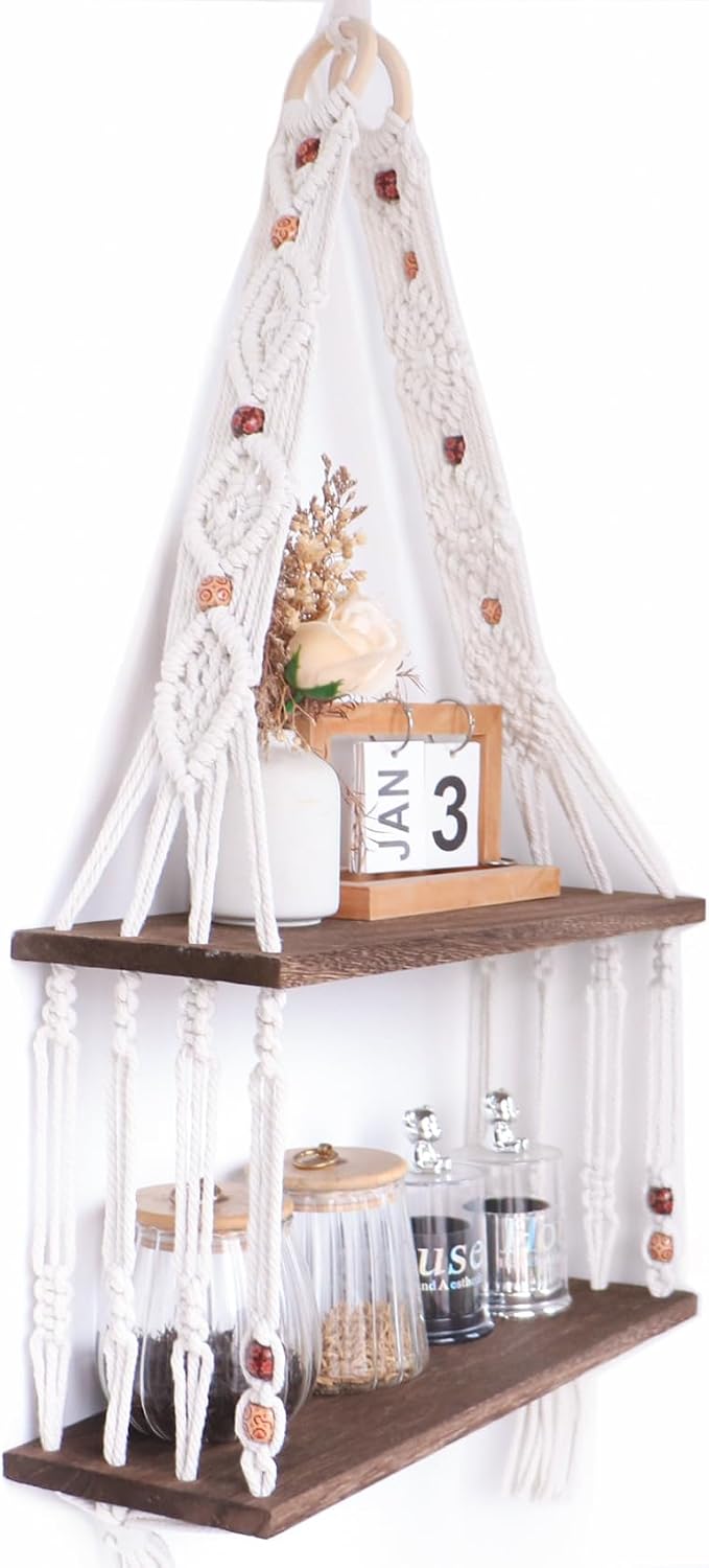 Estante colgante macramé para decoración bohemia