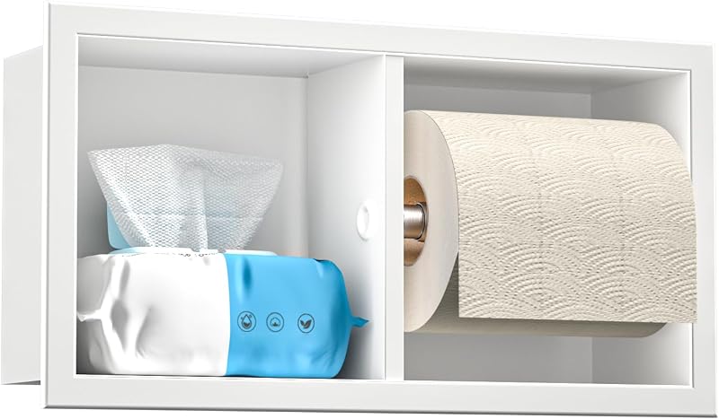 Soporte papel higiénico doble acero inox 304 blanco mate