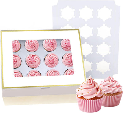 15 Pzas Cajas Cupcakes Adornos Dorados Soporte Transparente