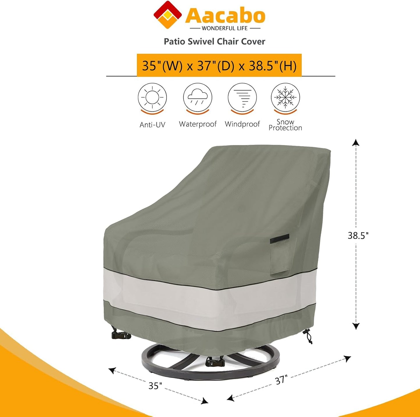Fundas sillas patio 35x37x38pulg pack 2 verde gris