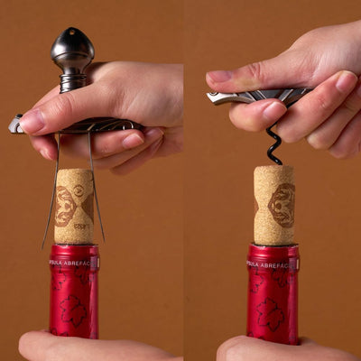 Abridor vino 2en1 con extractor doble para corchos frágiles