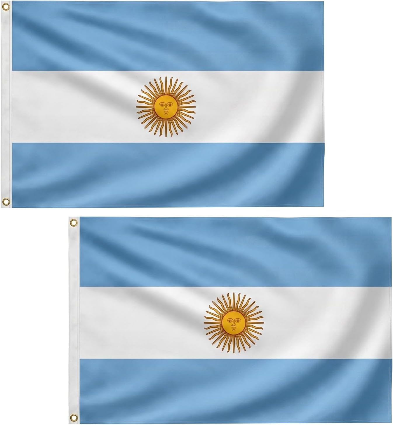 2 Banderas Argentina 3x5ft Poliéster Resistentes Eventos