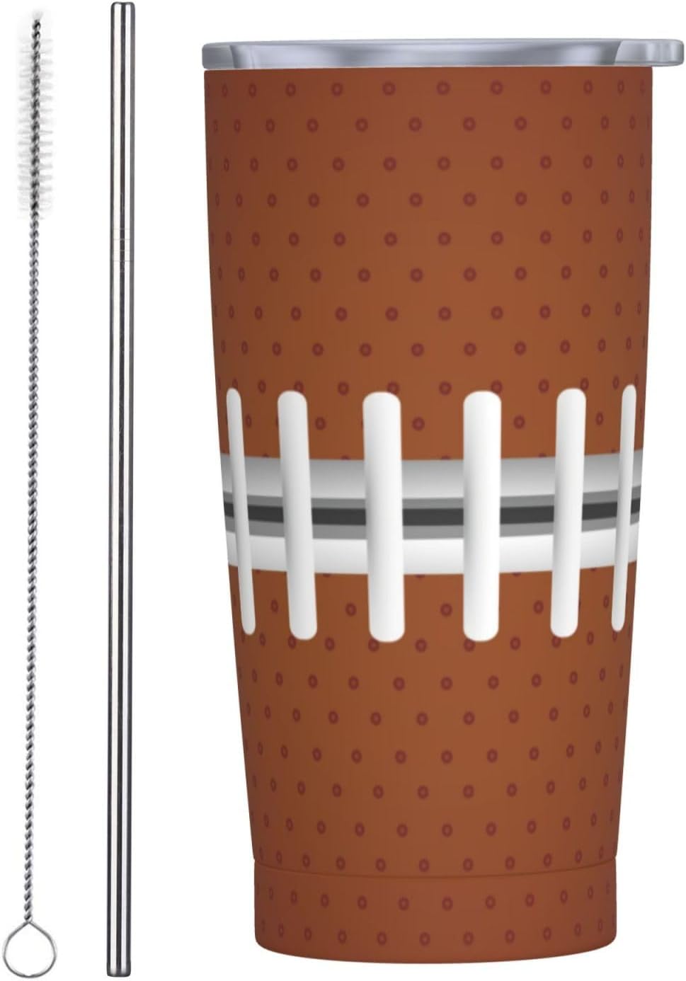 Vaso acero inox 20oz con textura pelota fútbol tapa pajita