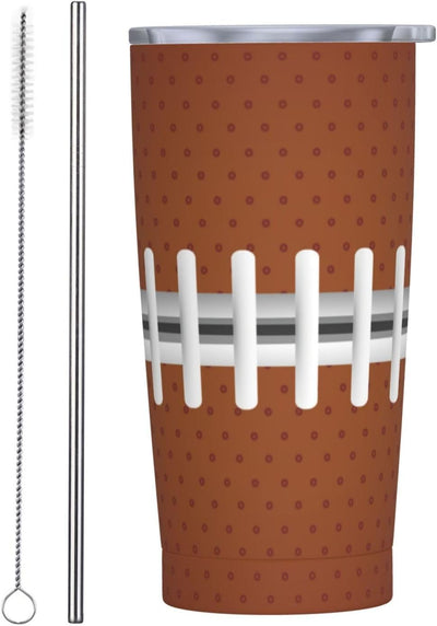 Vaso acero inox 20oz con textura pelota fútbol tapa pajita