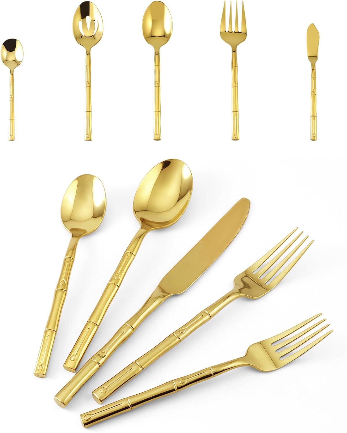 Set 45 Pzas Cubiertos Acero Inox Mango Bambú