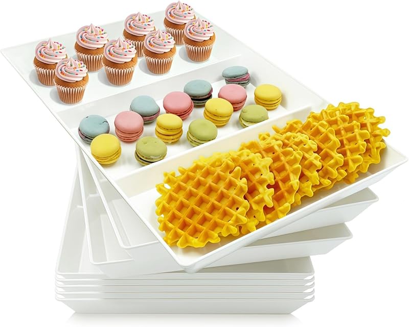 Bandeja servir dividida 38x25cm plástico para fiestas