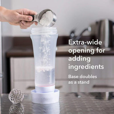 Bote dispensador de masa para panqueques con bola mezcladora y marca de medida