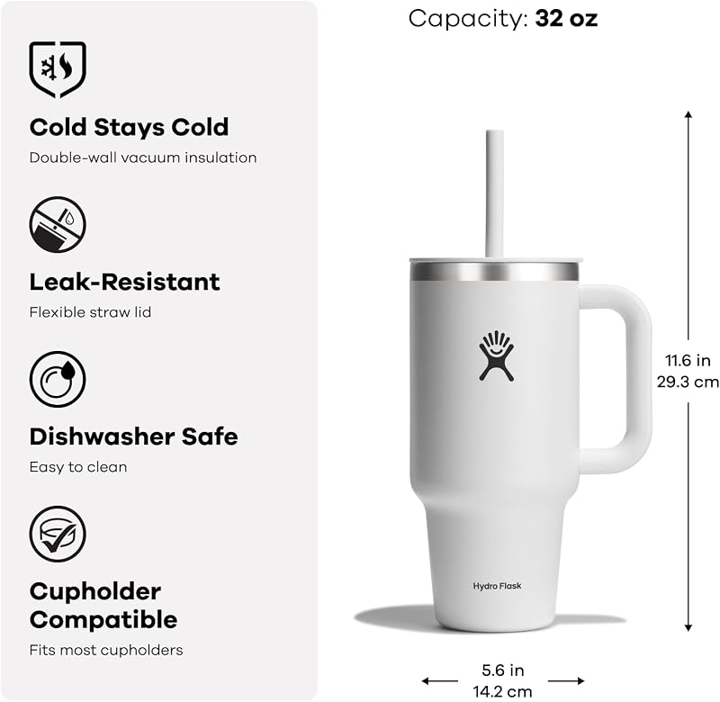 Vaso térmico acero inox con asa pajita 32oz azul