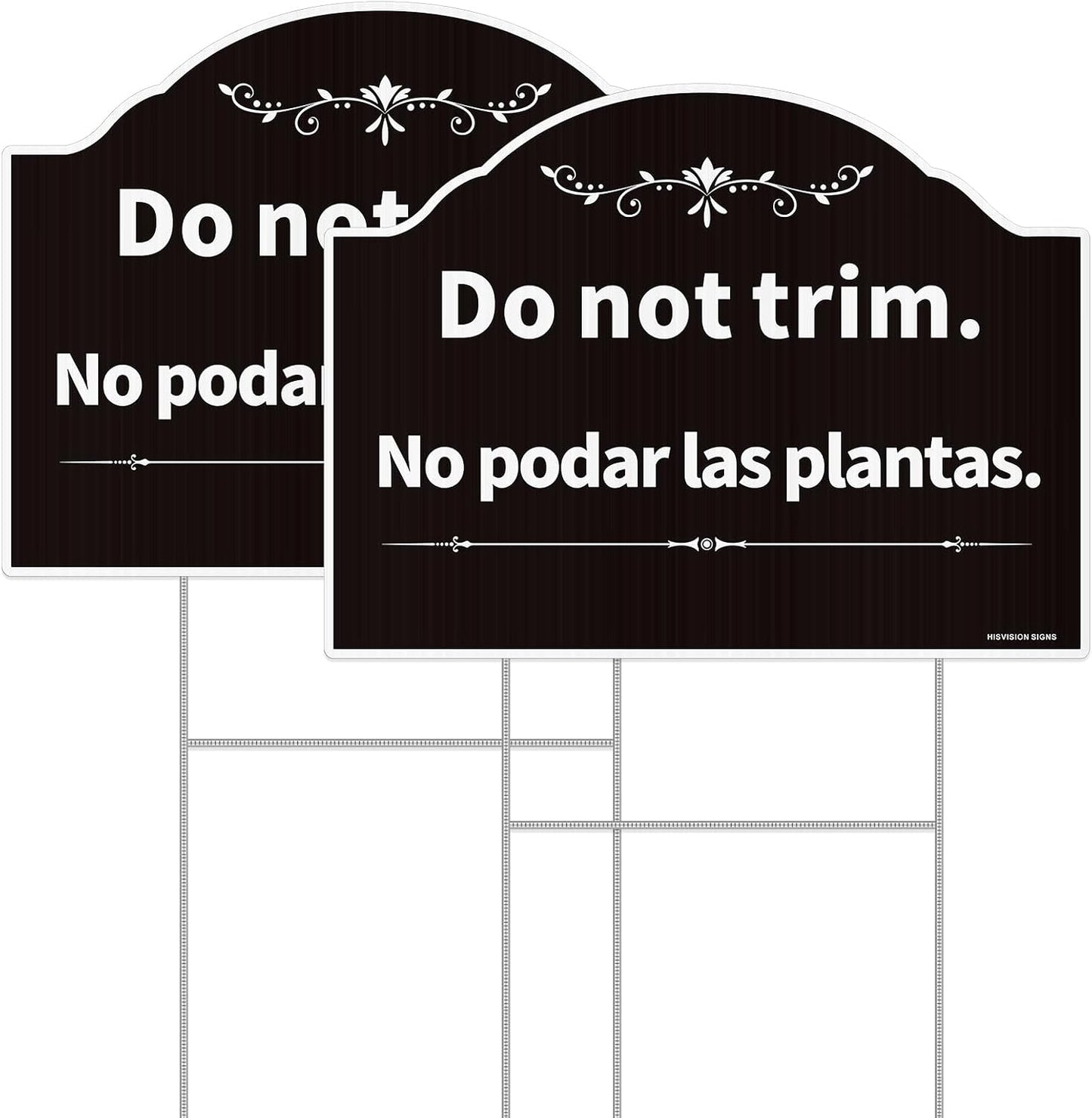 Letrero bilingüe 12x9" doble cara con estacas H negro