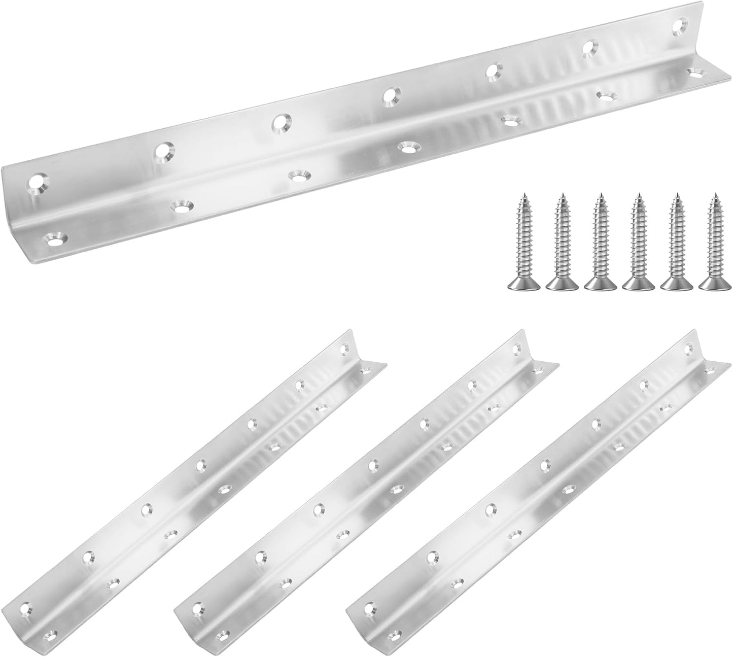Soporte en L de acero inox 12.8pulg set 4