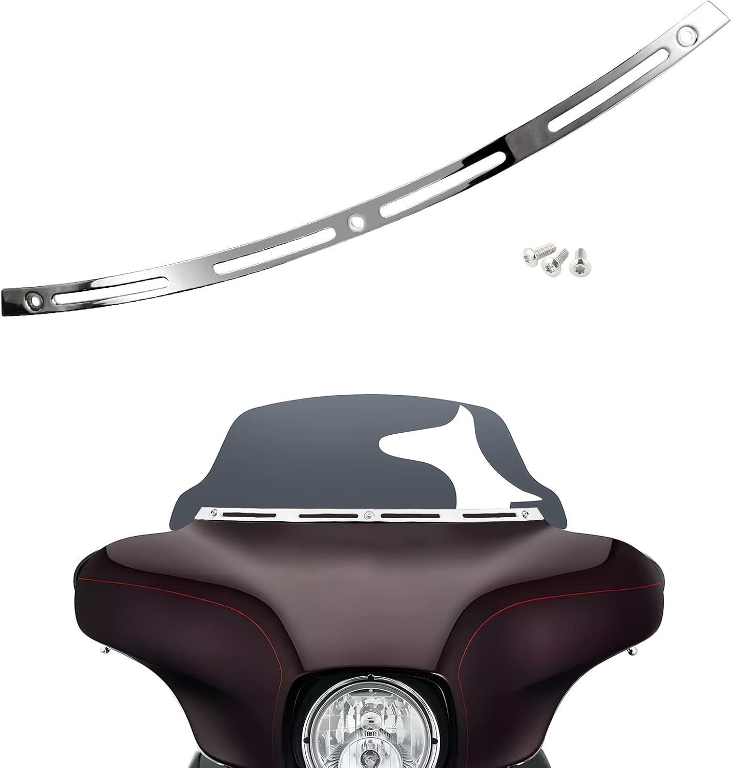 Moldura ranurada parabrisas acero inox cromado comp Harley