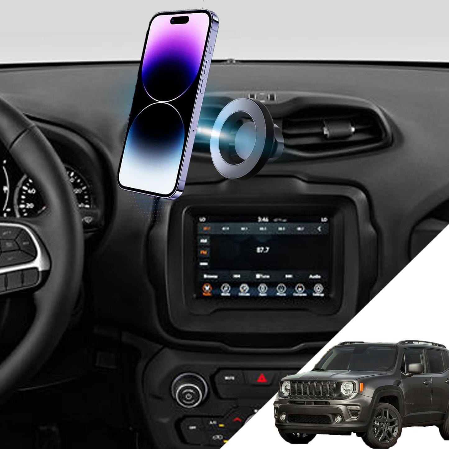Soporte magnético para teléfono Jeep Renegade 2015-presente