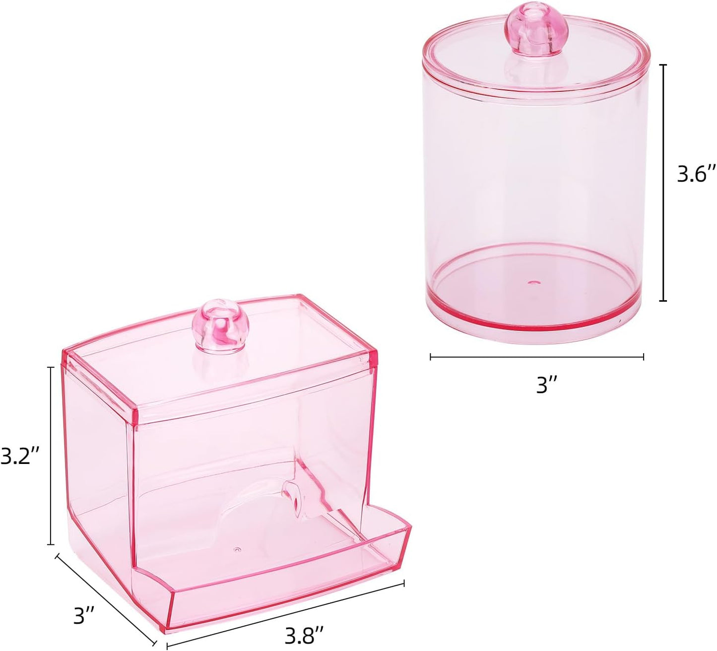 Dispensador bastoncillos Qtips rosa contenedor grande