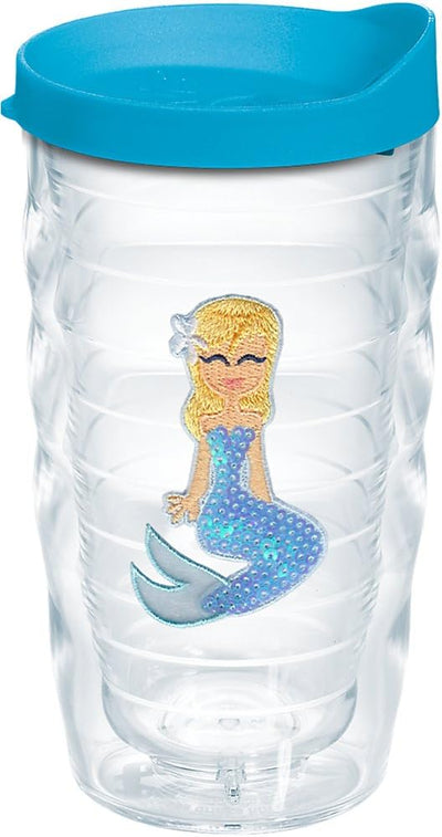Vaso aislado doble pared con lentejuelas azules 10oz con tapa