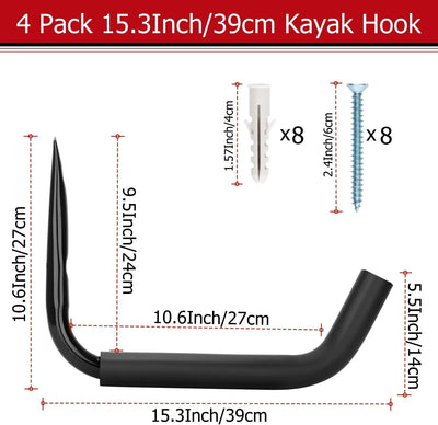 Ganchos almacenamiento kayak pared estante canoa garaje resistente