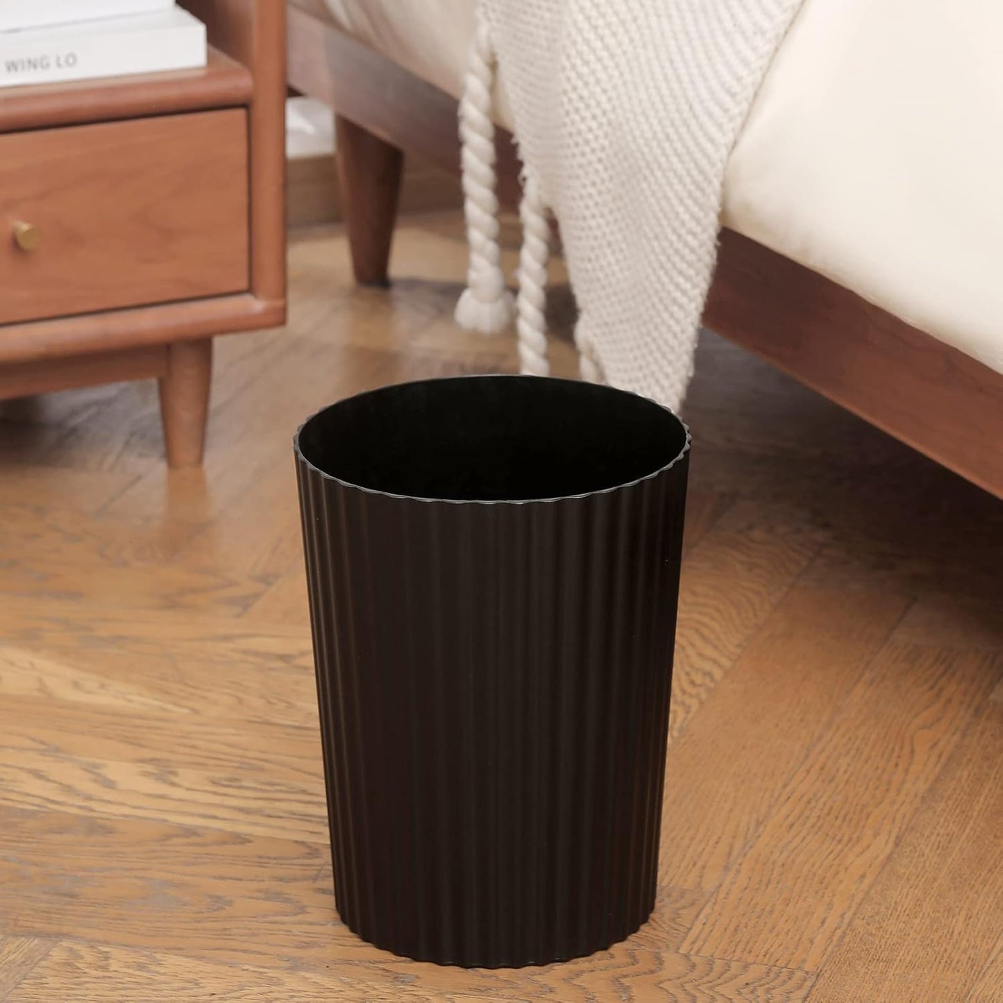 Cubo basura plástico redondo pack 4 negro