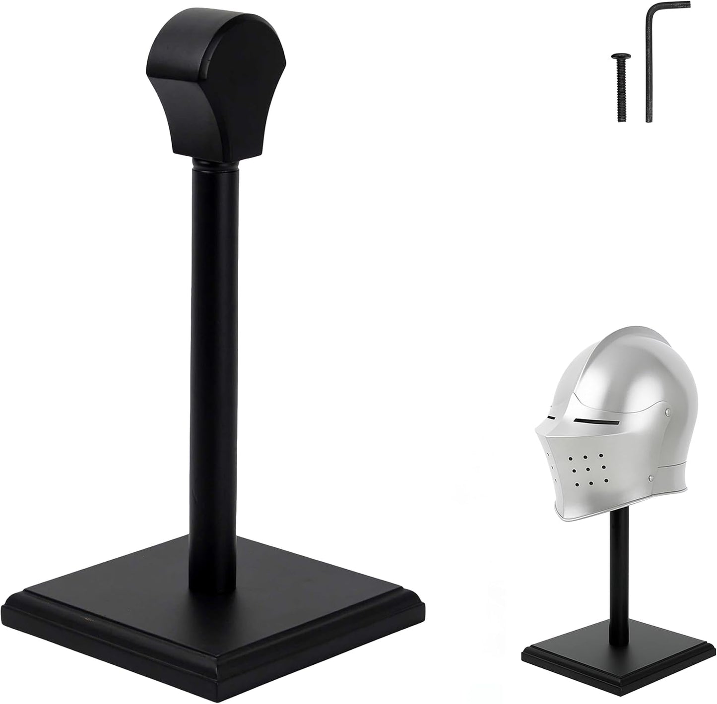 Soporte madera casco medieval vikingo cosplay Larp negro