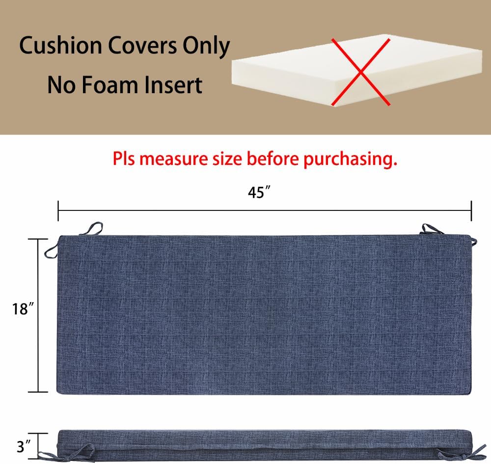 Funda cojín banco patio 45x18x3" sin inserto resistente agua