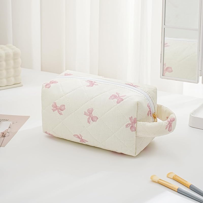Bolsa cosmética viaje con cremallera y mango florales