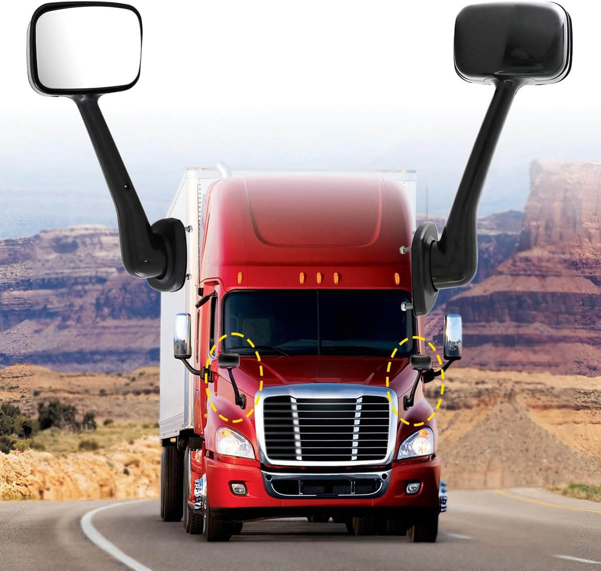Conjunto espejos capó Freightliner Cascadia 08-17 negro izq