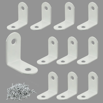 10 Soportes Esquina Acero Inox Blanco para Estantes