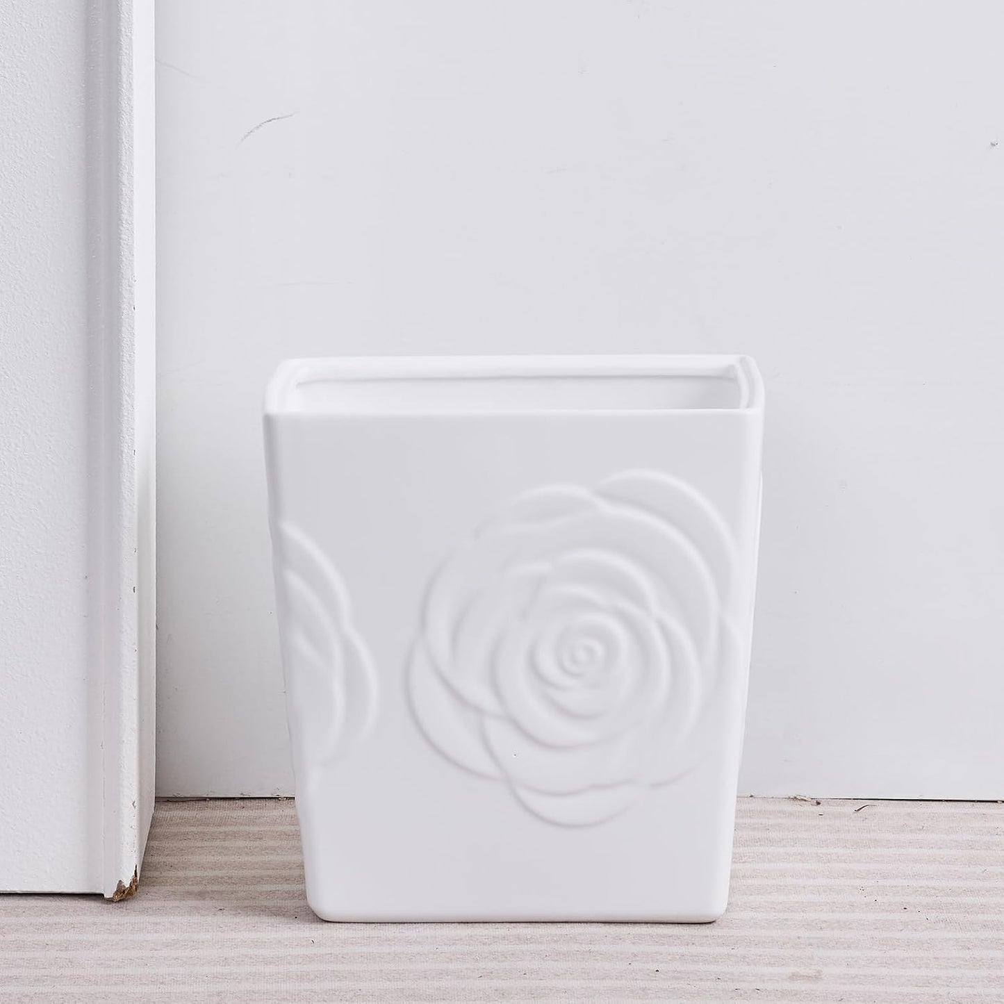 Cubo basura cerámica blanca rosa 2.5gal cocina sala