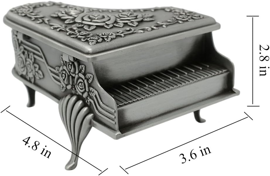 Joyero piano vintage con escultura rosa
