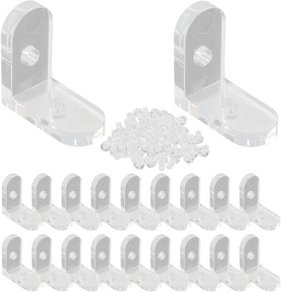 20 Soportes Acrílicos en L Transparentes 20x20x10mm