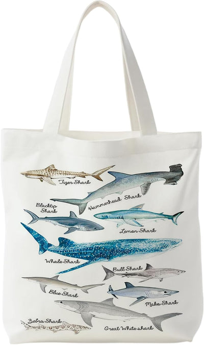 Bolsa playa tiburones lona mujer