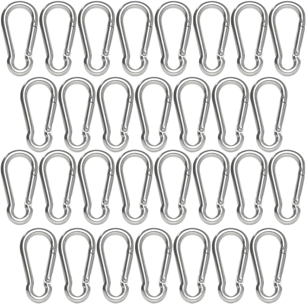 Mosquetón acero inox 1.57pulg ganchos resorte set 30