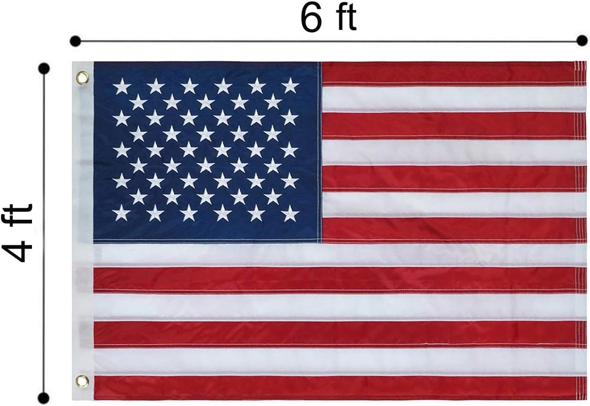 Bandera EE.UU. 4x6ft estrellas bordadas tela duradera