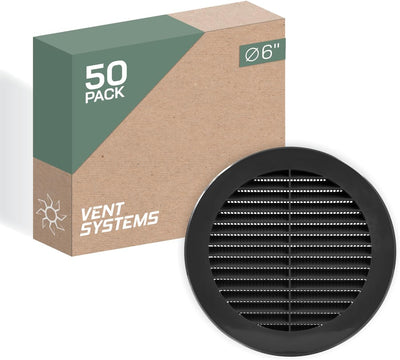 Rejilla ventilación redonda 6pulg 50uds color negro