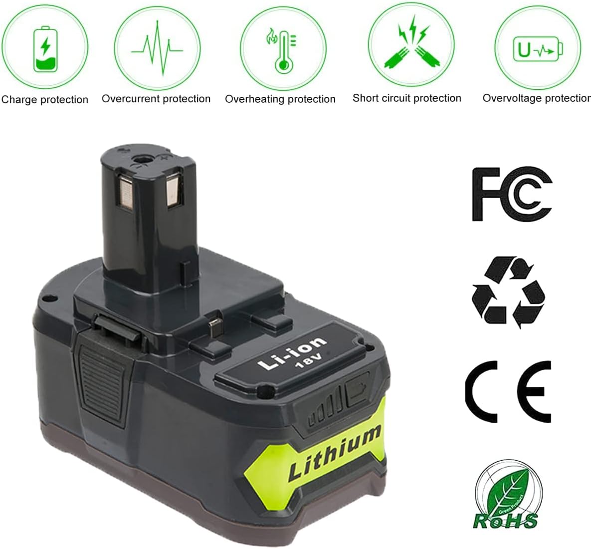 2 Baterías 18V 6.0Ah Ryobi One con Protección