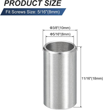5 Espaciadores Acero Inox Redondos Sin Rosca