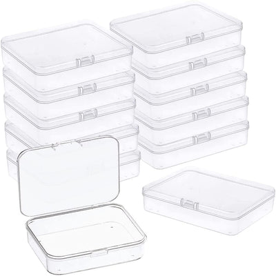 12 Pzas Contenedores Plástico Tapa Caja 4.5x3.4pulg
