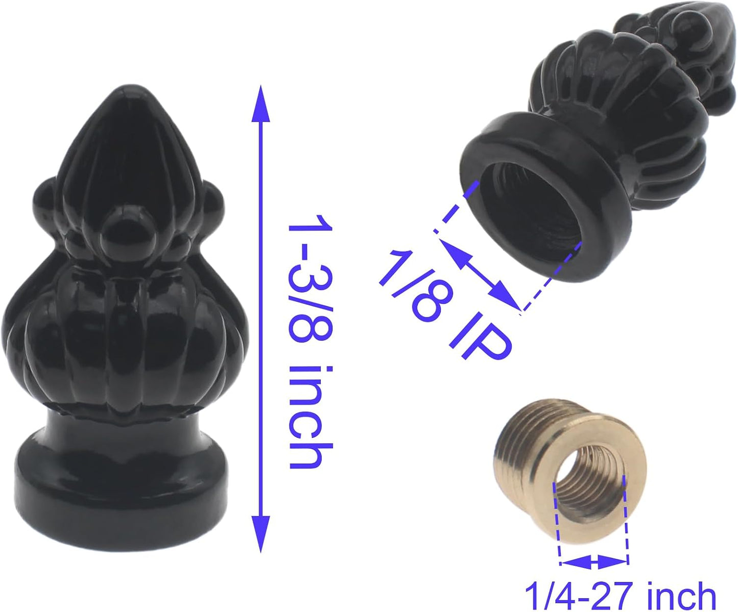 Perilla lámpara 1-3/8" cubierta decorativa retro negro