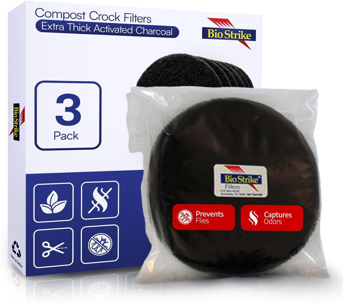 Discos filtro carbón activado para cubo compost 3 Uds