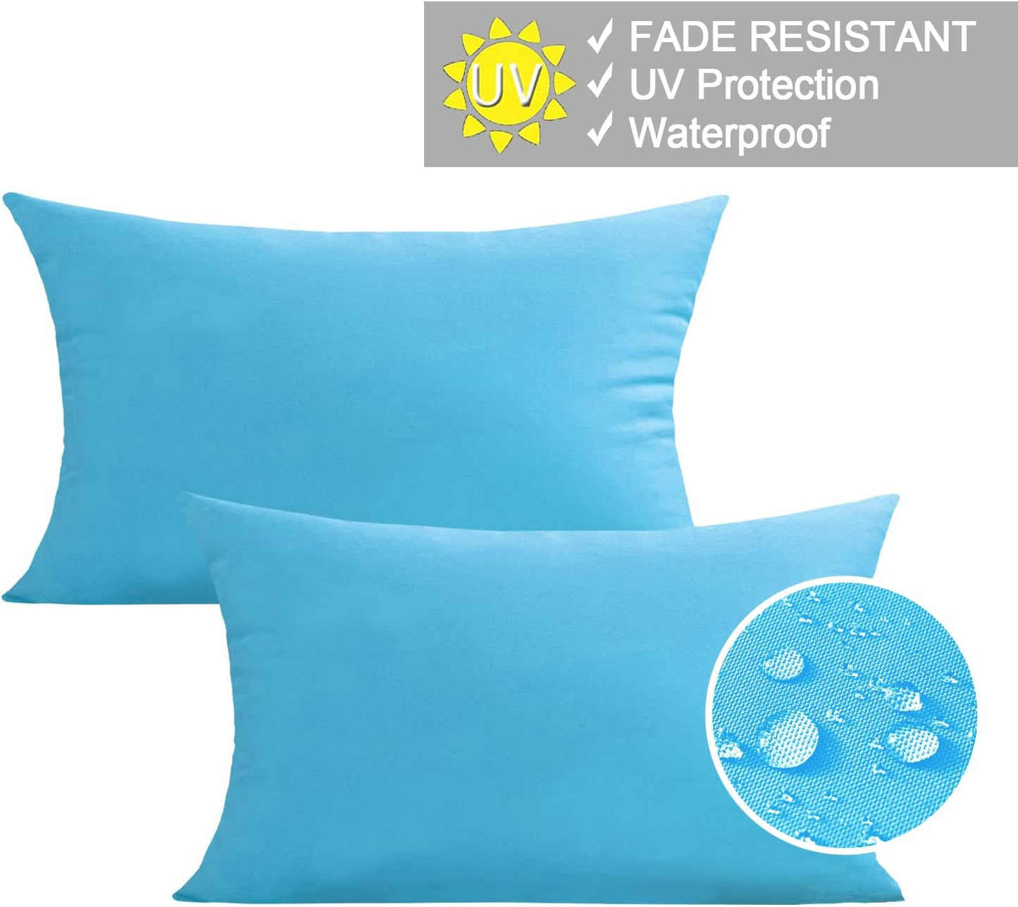 2 Pzas Fundas Almohada Impermeables Exteriores 12x20 Azul