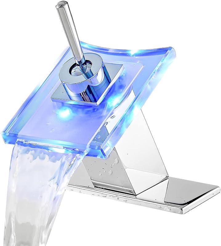 Luz LED 3 colores grifo baño caño cristal cromo