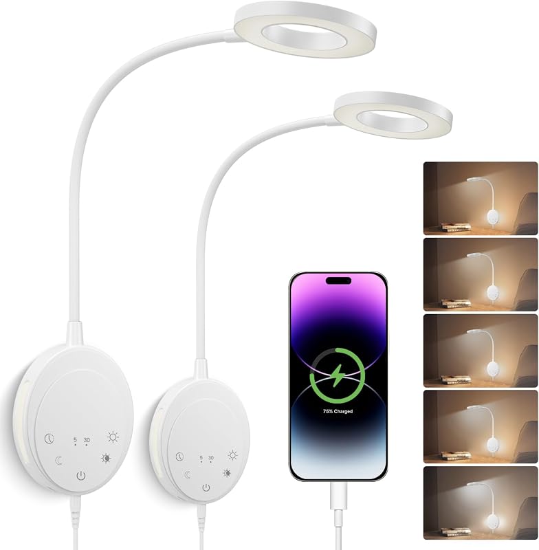 Luz de lectura pared con USB 5 temperaturas y cuello