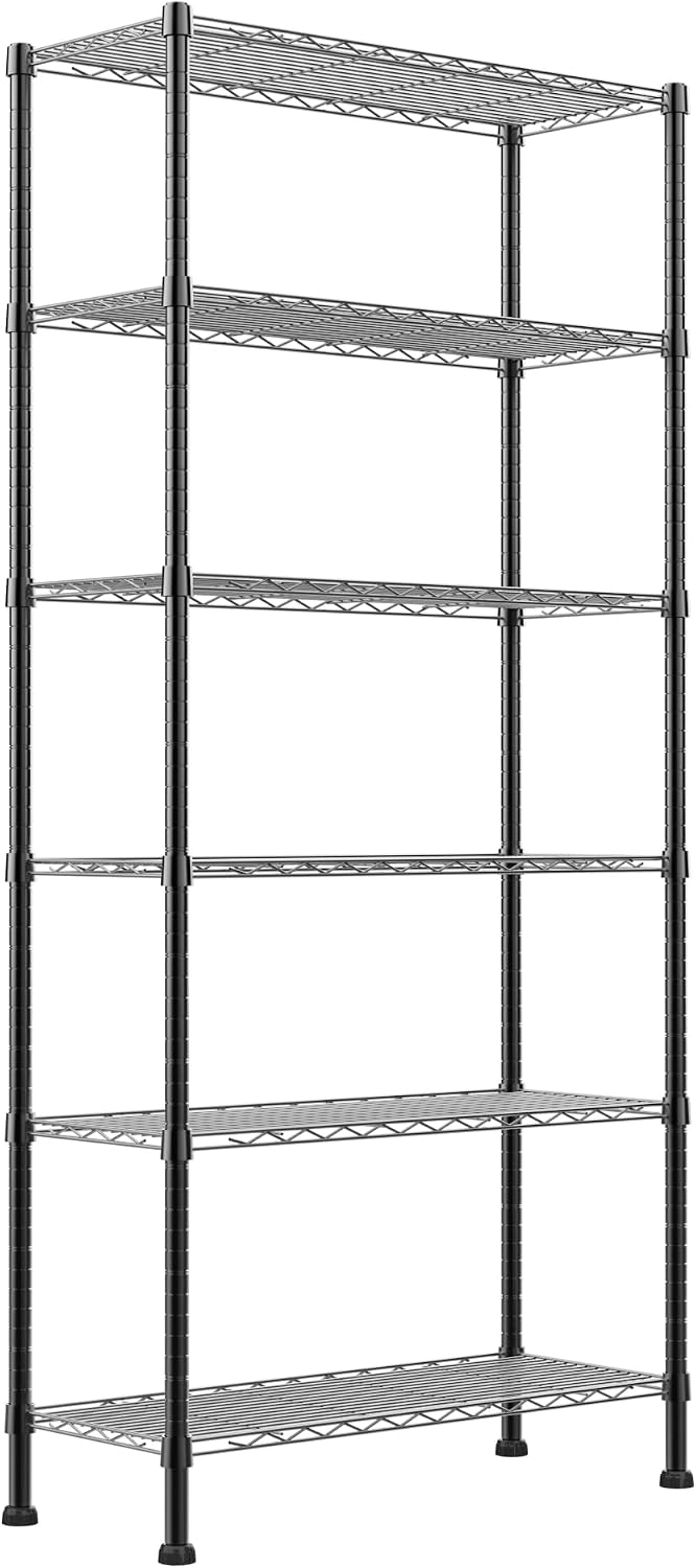 Estantería metal alambre ajustable 14x30x80" negro