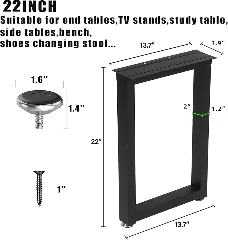 Patas cuadradas metal 22" para muebles set 2