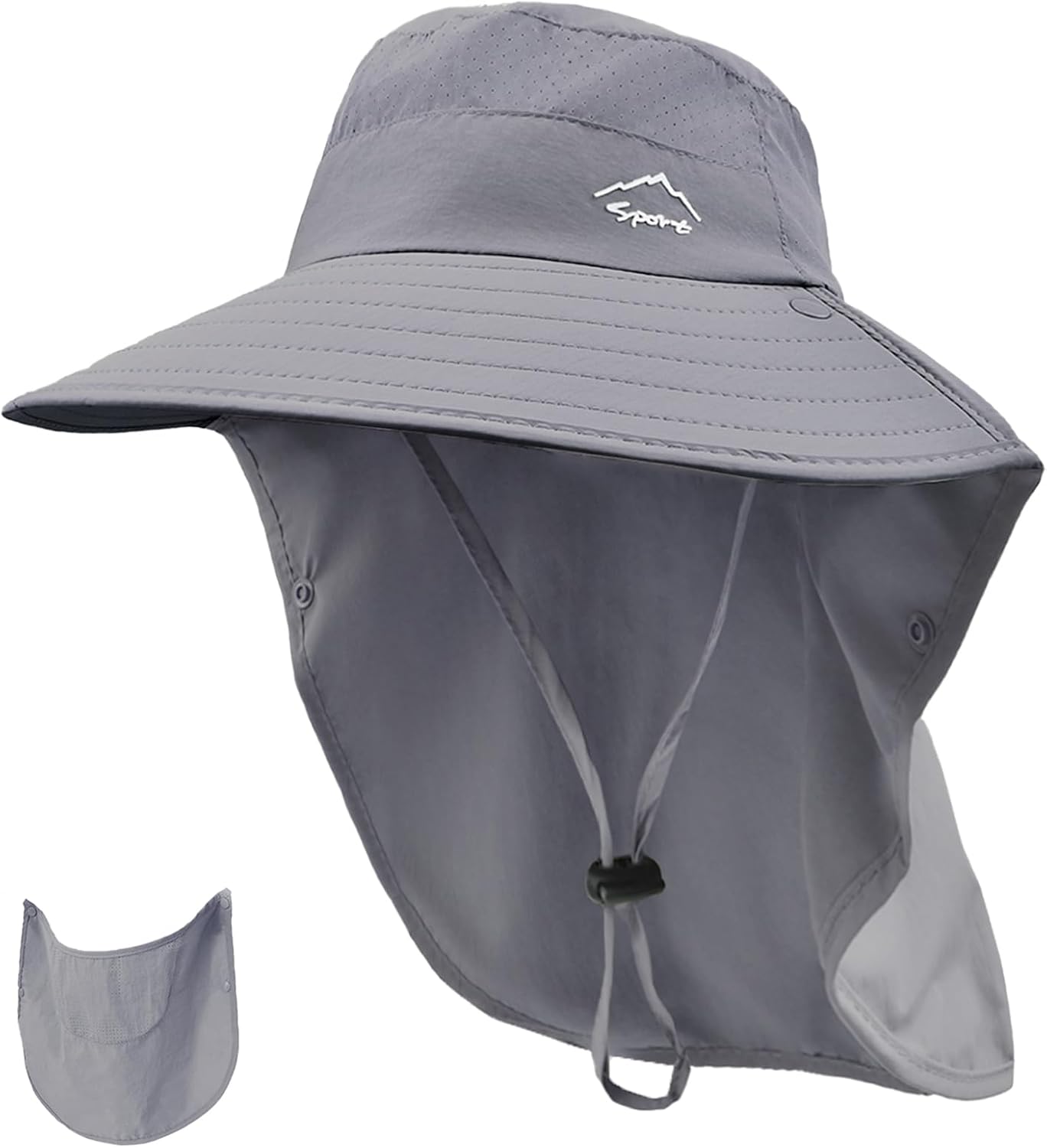 Sombrero sol ala ancha UPF50 con cubierta facial desmontable
