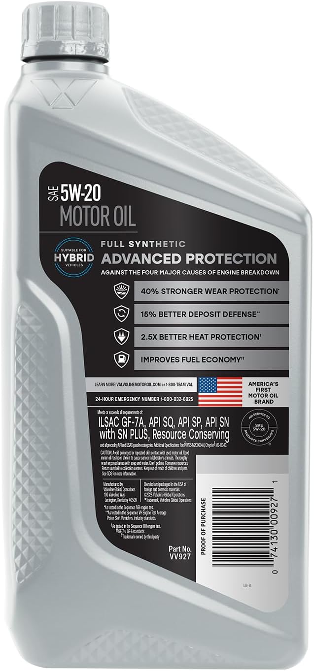 Aceite motor 5W-20 sintético 1qt