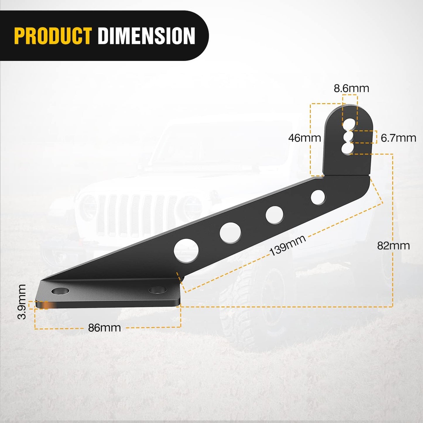 2 Soportes Luz LED Capó 32" Wrangler JL JLU